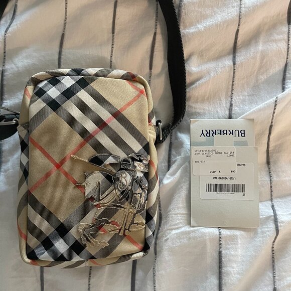 Burberry Check Phone Crossbody Bag New with Tags - Picture 2 of 5